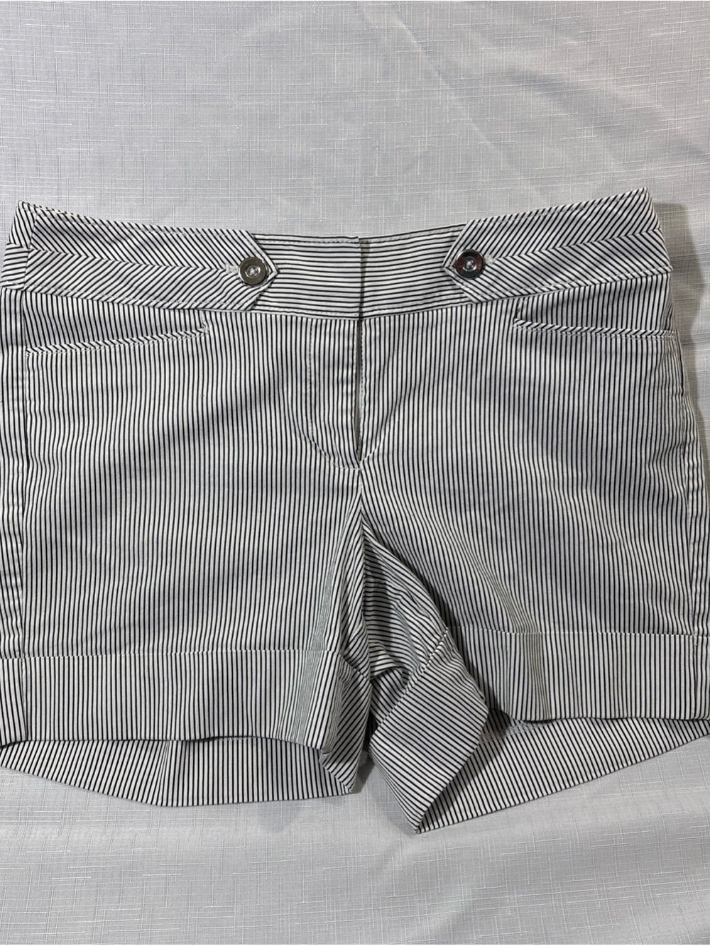 White House Black Market Black & White Striped High-Waist Shorts